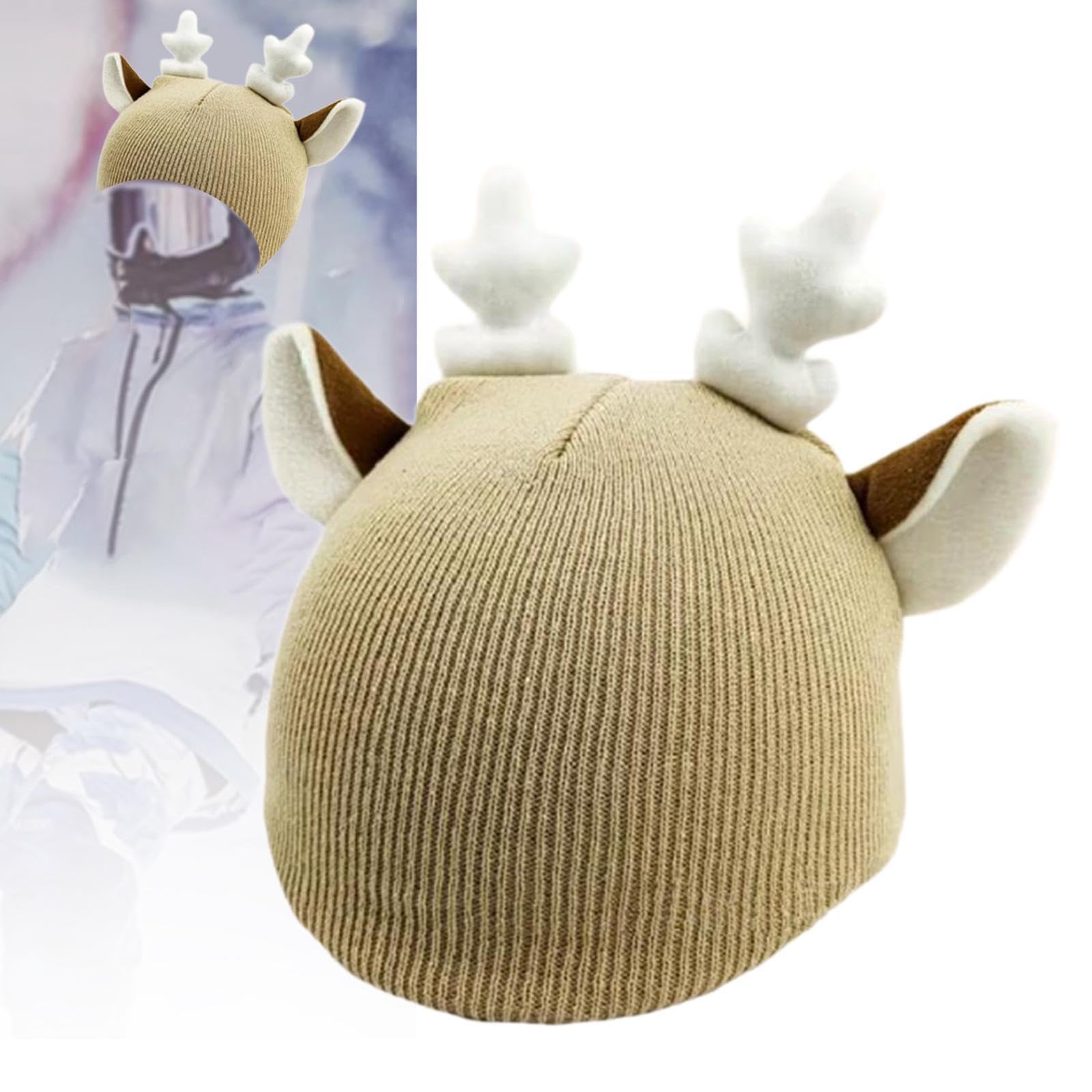 Housse De Casque De Ski – Motif Cerf, Tricotée, Extensible, Taille 55-62 Cm, Légère
