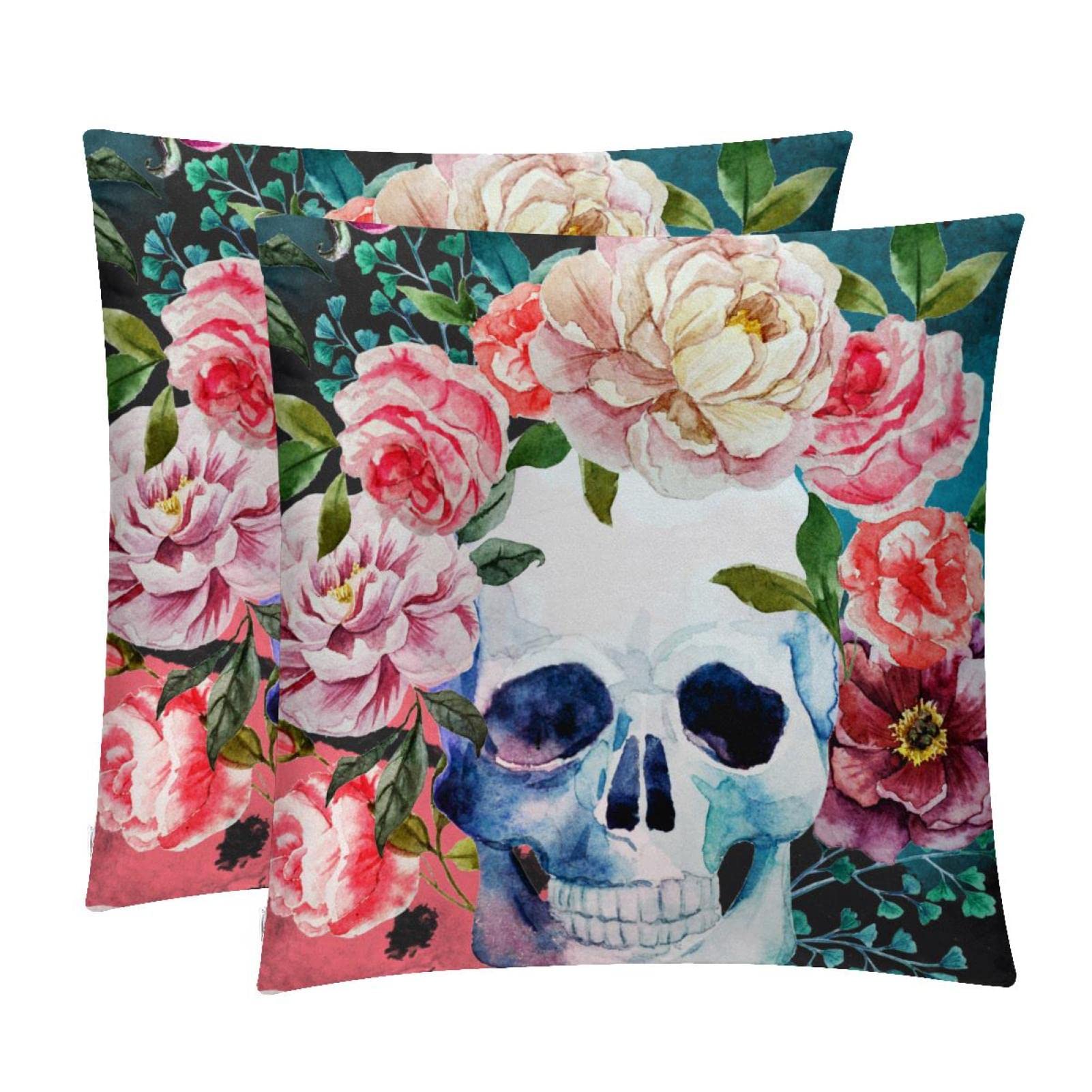 Housses de coussin lombaire crâne fleur pour décor de ferme vintage