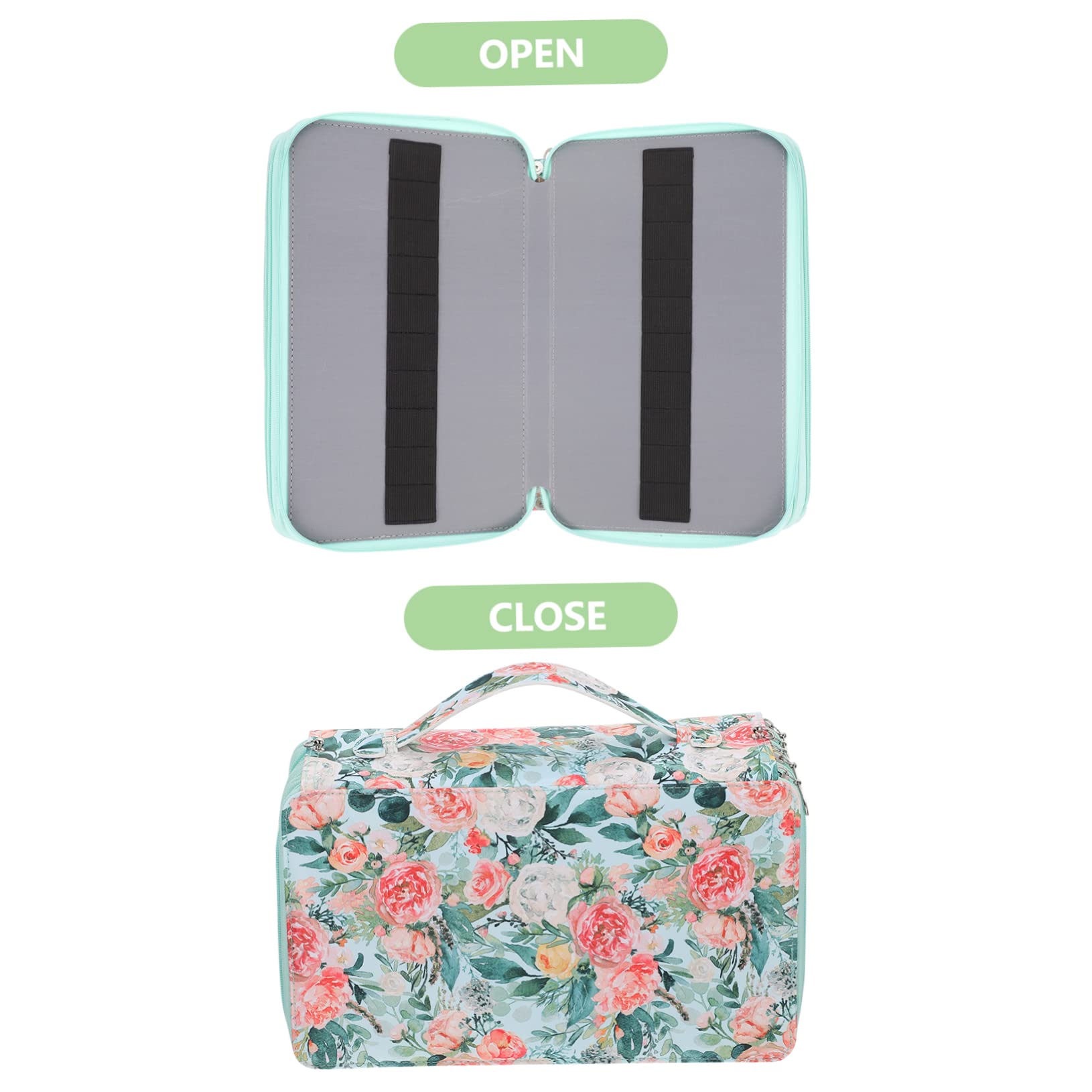NUOBESTY Astuccio Portapenne Multistrato 360 Fori Grande Verde | Tessuto Oxford, Chiusura a Zip, Anelli Elastici, Ufficio e Scuola, Formato Portatile