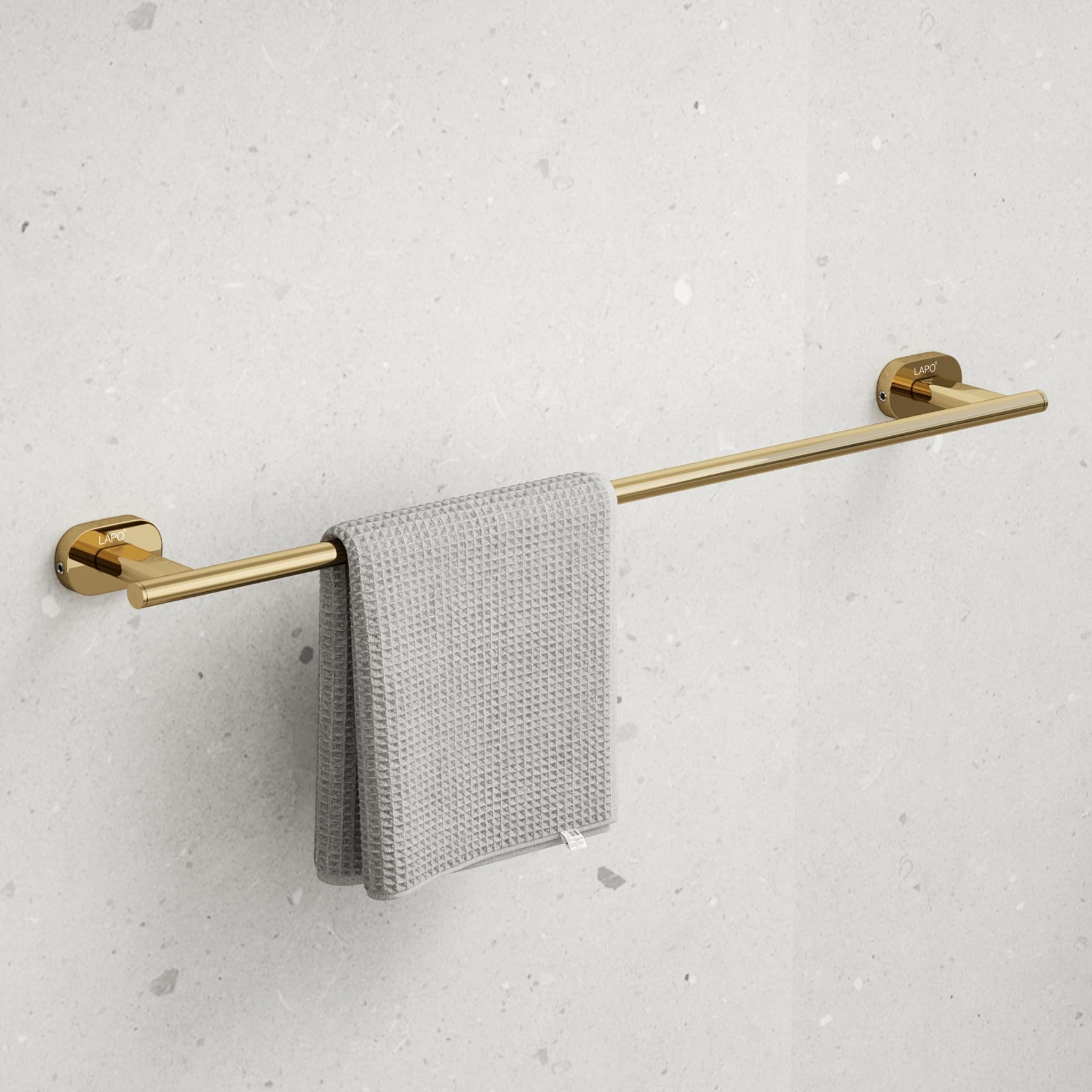 LAPO Stainless Steel 304 Grade Towel Rod for Bathroom | Towel Stand | Bathroom Accessories | Towel Bar | Towel Hanger(24 inch, Gold Finish)-image-1