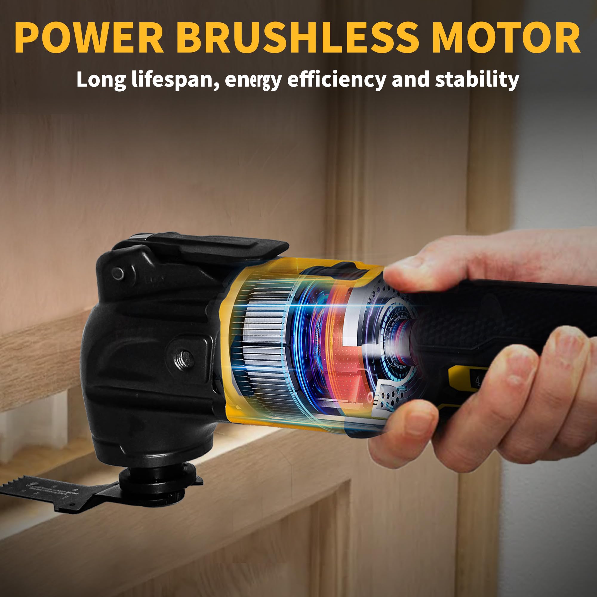 Utensili multifunzione oscillanti per batteria Dewalt da 18 V, utensile multiuso per taglio e levigatura, angolo di oscillazione di 4°, 6 velocità variabili, design a lama rapida con 21 accessori per