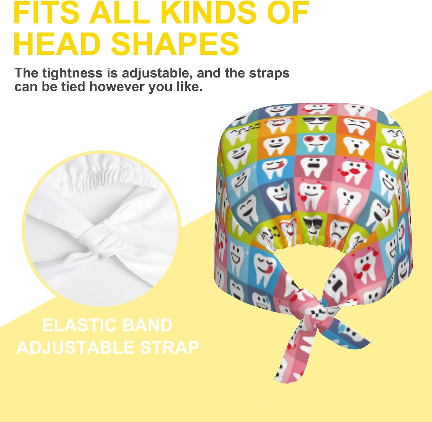 Working Cap, Scrub Cap with Sweatband Adjustable Tie Back Hat Breathable Nurse Surgical Caps for Men Women