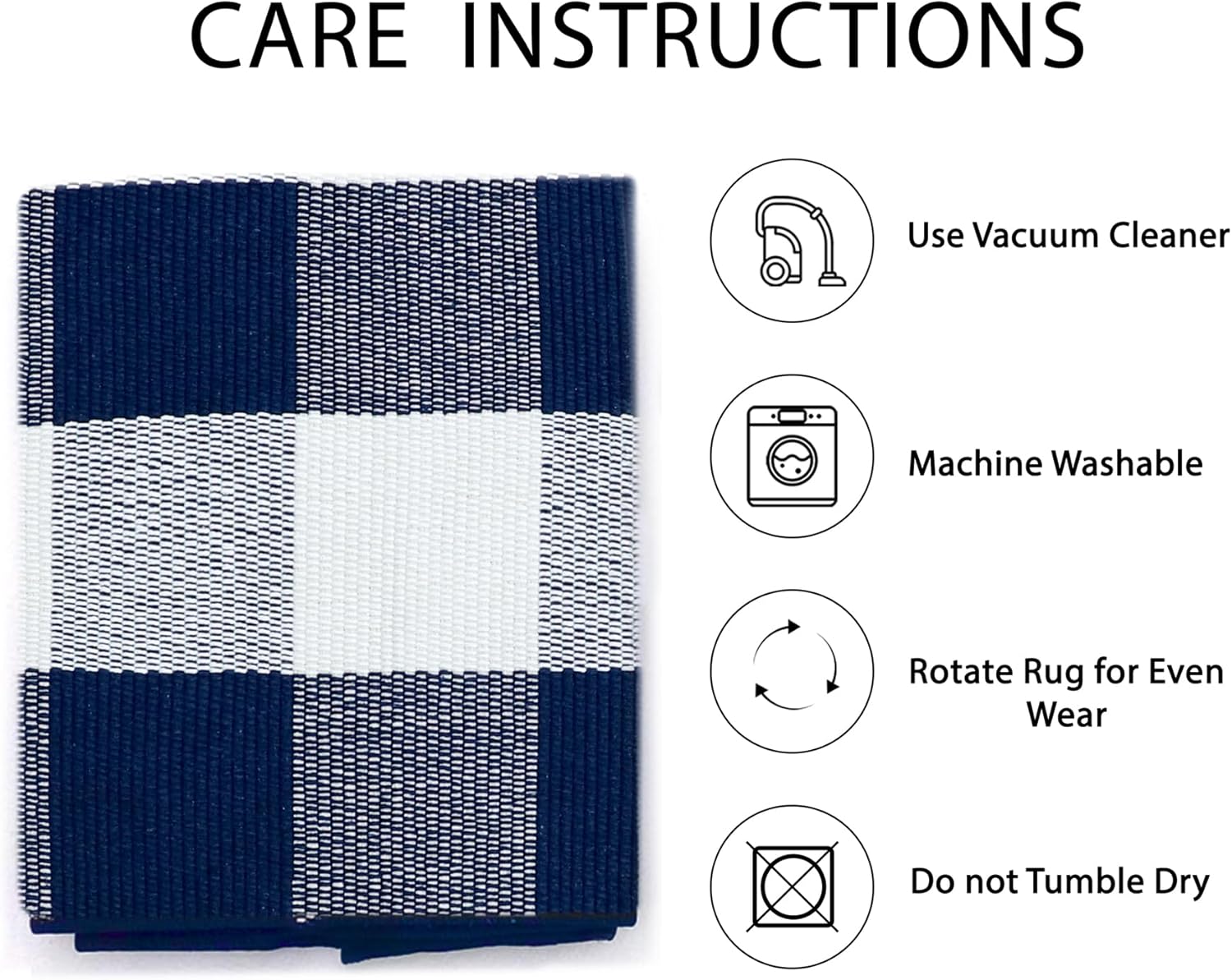 IOHOUZE Buffalo Plaid Checkered Rug 27.5 X 43 Front Door Mats, Washable Area Rugs for Front Porch Decor, Spring Summer Welcome Mats Outdoor, Navy White Rug for Farmhouse/Entryway/Home Entrance