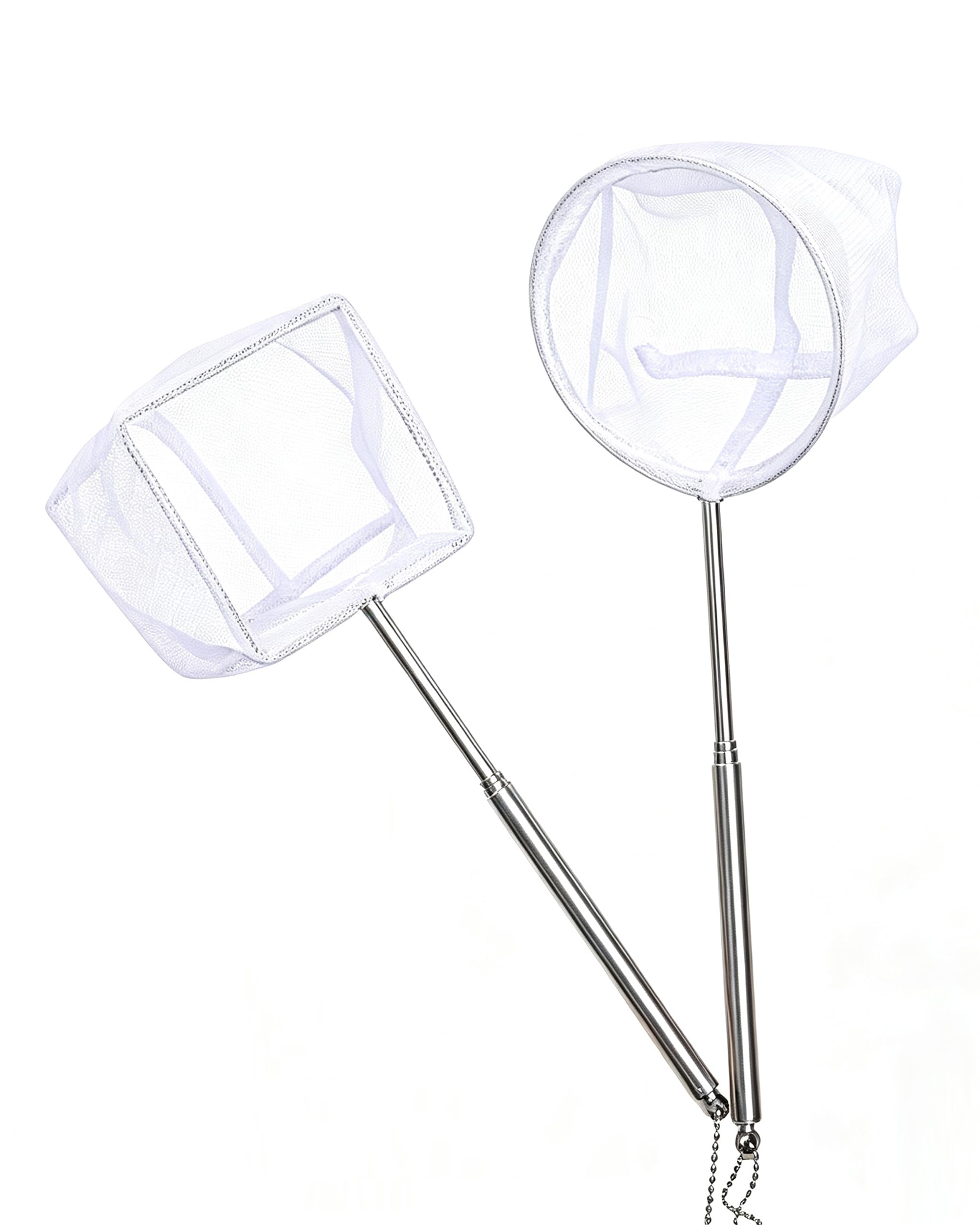 HEHEGE 2 Pcs Fish Net Aquarium, Aquarium Net with Extendable Long Handle,Fine Mesh Small Fish Nets，Fish Net for Fish Tank，for Shrimp & Bettas Aquarium Accessories (Round and Square)