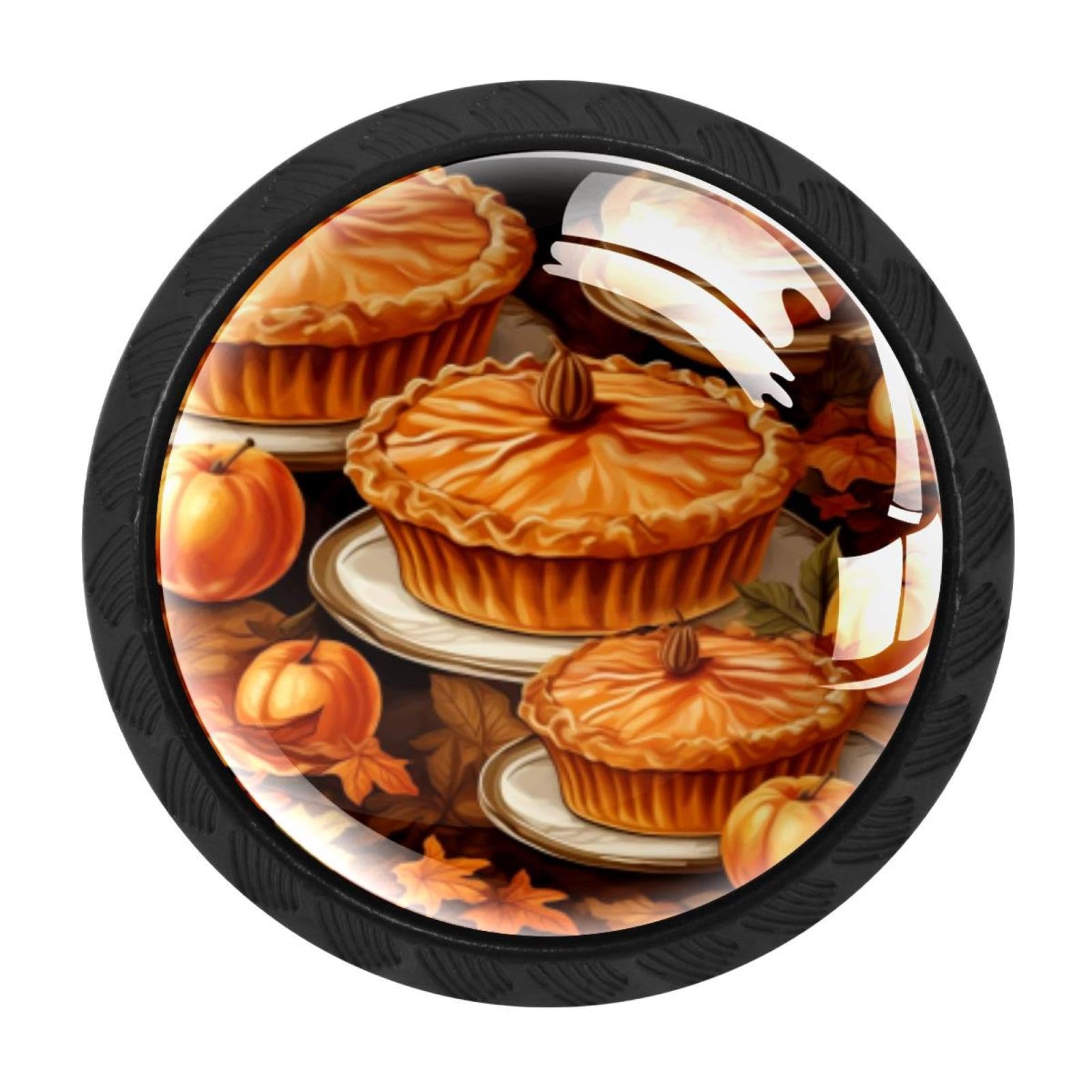 CHENZZZZ 4 Pieces Round Cabinet Knobs Rustic Dresser Knobs, Drawer Cupboard Wardrobe Cabinet Pulls Handles Hardware for Home Kitchen Furniture, Thanksgiving Pumpkin