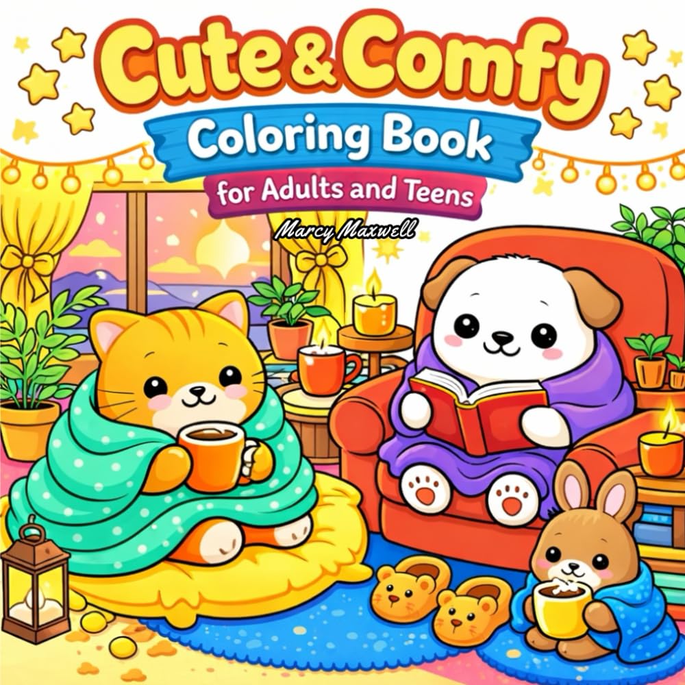 Cute & Comfy Coloring Book for Adults and Teens: 40 Relaxing Animal Scenes to Unwind, De-Stress, and Enjoy Peaceful Moments