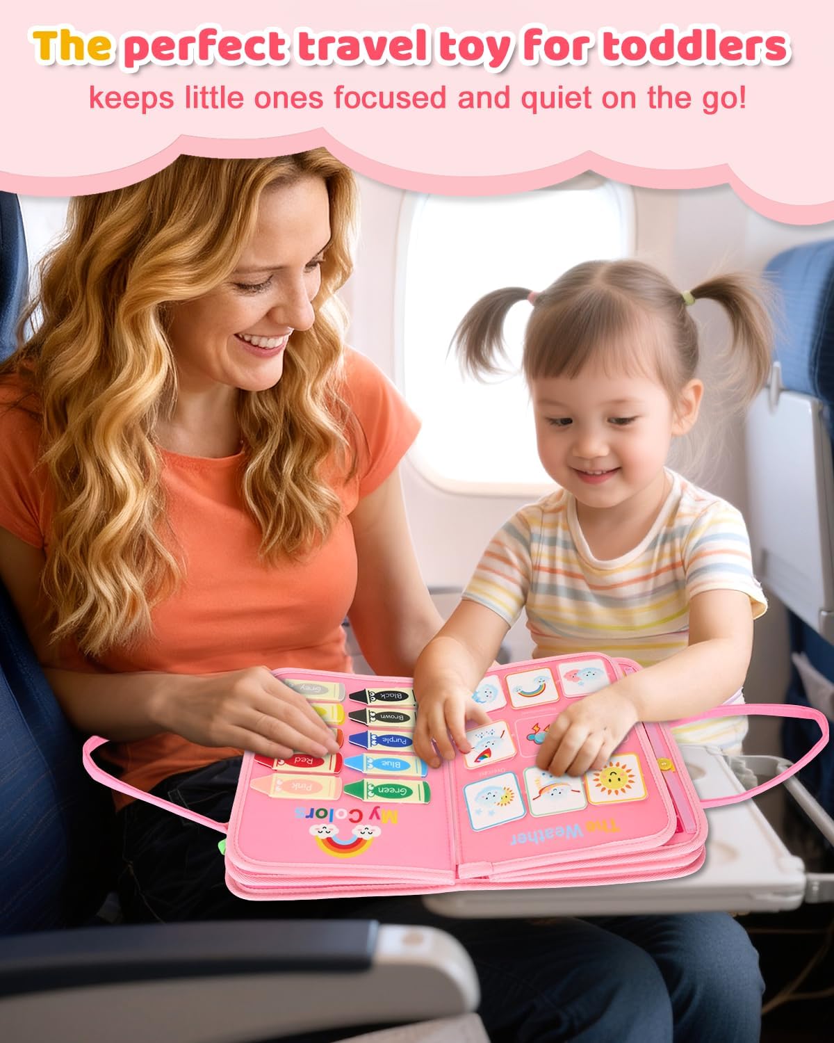 13-Page Baby Busy Book for Toddlers 1-3, Montessori Busy Board Toys for Toddlers 2 3 4 Year Old Boys & Girls, Educational Activities to Learn Fine Motor Skills, Portable Travel Toys for Airplane & Car - Image 4