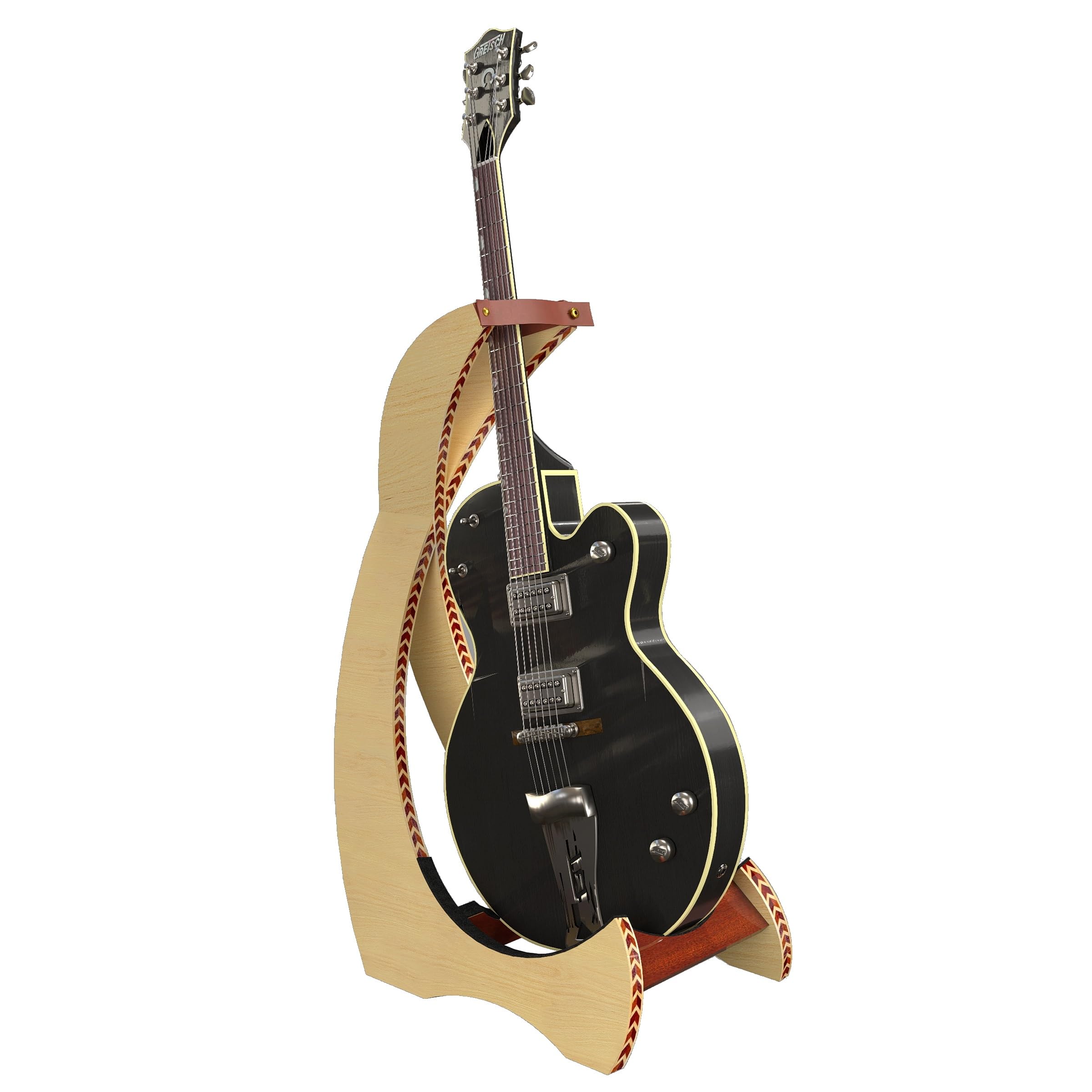 A&S Crafted Products The CrossCurve Deluxe Maple Single Guitar Stand | Nitro Safe | Holds Acoustics & Electrics | Made In U.S.A.