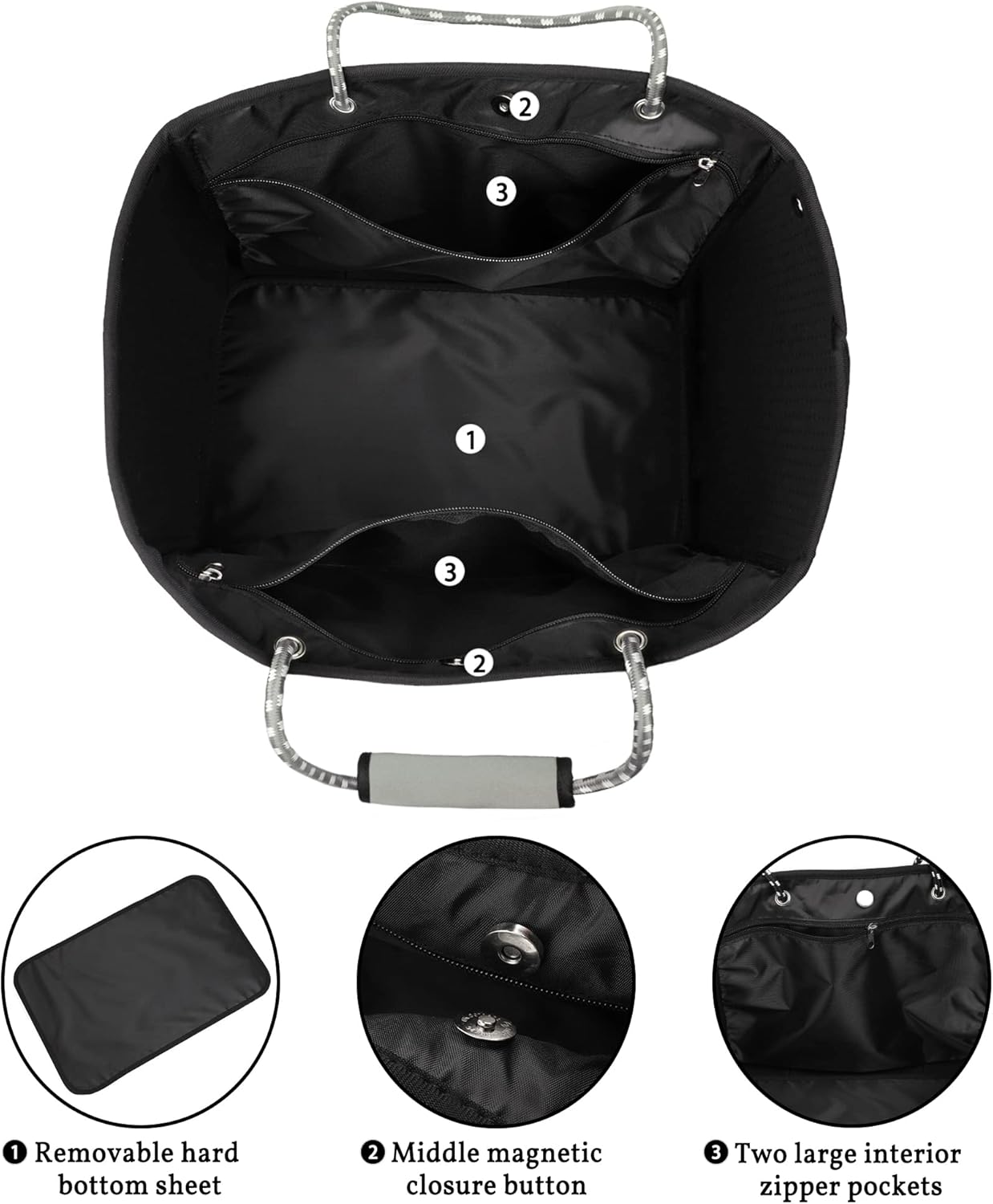 Neoprene Tote Bag - Large Travel Beach Pool Gym Handbag for Women & Men - Image 4