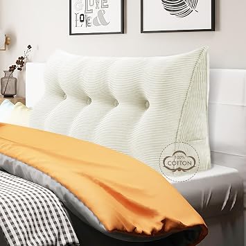 WOWMAX 100% Cotton Headboard Pillow Full Dorm Wedge Pillow Headboard, White