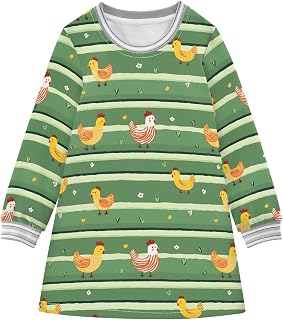 Girls Fall Long Sleeve Dress Toddler T-Shirt A-Line Knit Skater Twirl Dresses 2T Chick Stripes