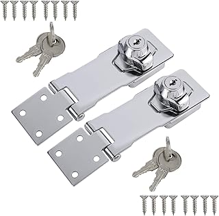 HYDDNice 4inch Keyed Hasp Locks Drawer Cupboard Twist Knob Keyed Locking Hasp Padlock Latches Locks for Cabinets, Small Doors, Drawer (2)