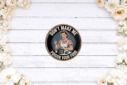 Miniatura 6 de Placa redonda de metal de Poison Your Food de 8 x 8 pulgadas para decoración de pared de cocina, regalo de chef
