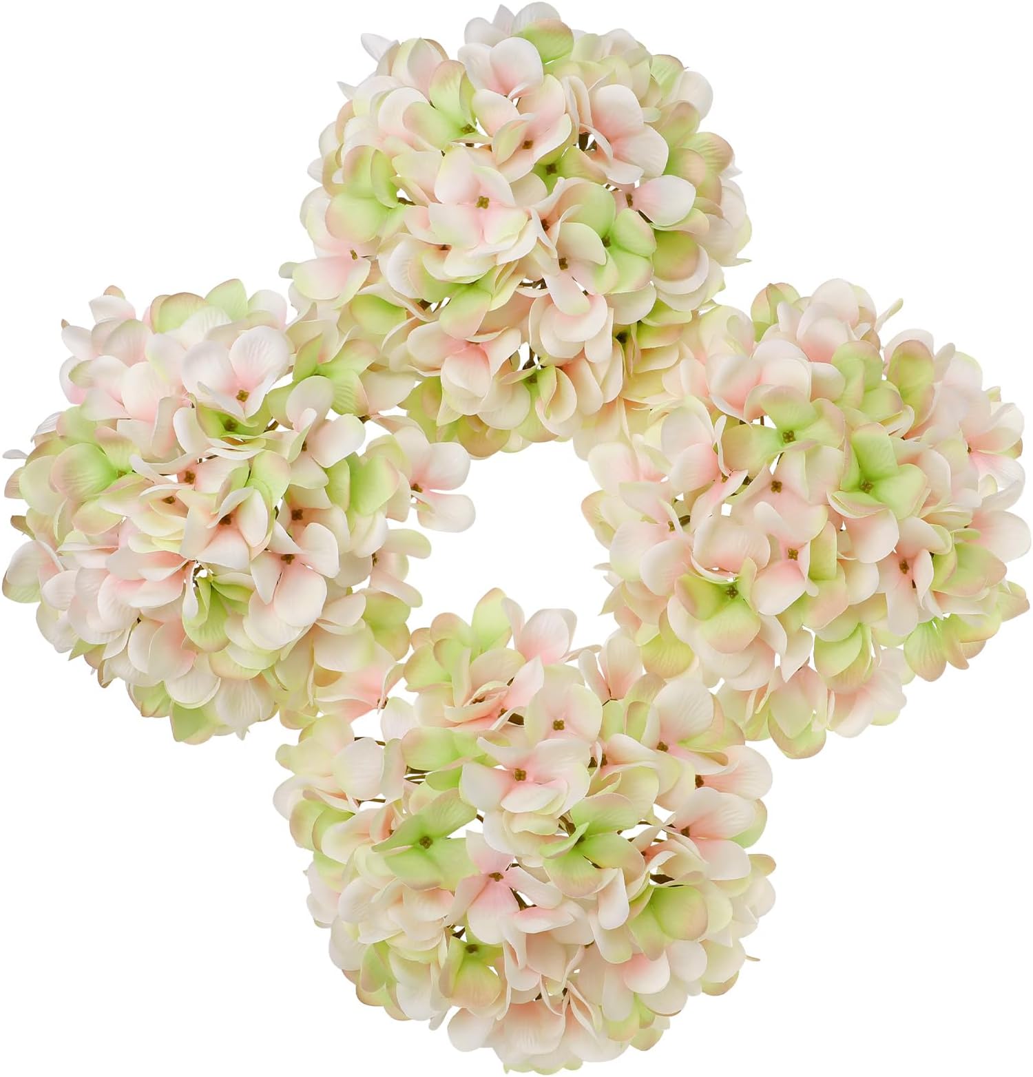 Set of 4 Artificial Hydrangea Flowers Diameter 19cm Large Faux Silk Flower Heads with Stems for DIY Floral Arrangements, Wedding Bridal Bouquets, Centrepieces, Home Party Event Decoration