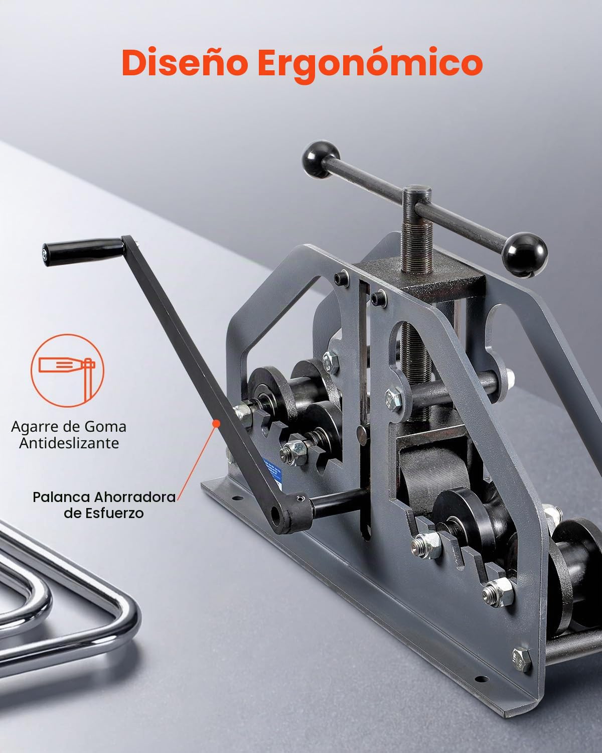 VEVOR Dobladora de Tubos Manual 1-1/2" 6 Troqueles Herramienta para Doblar Tubos de Aluminio Cobre de 360° para Tubos Cuadrados, Redondos, Barras Planas para Aire Acondicionado, Reparación de Autos