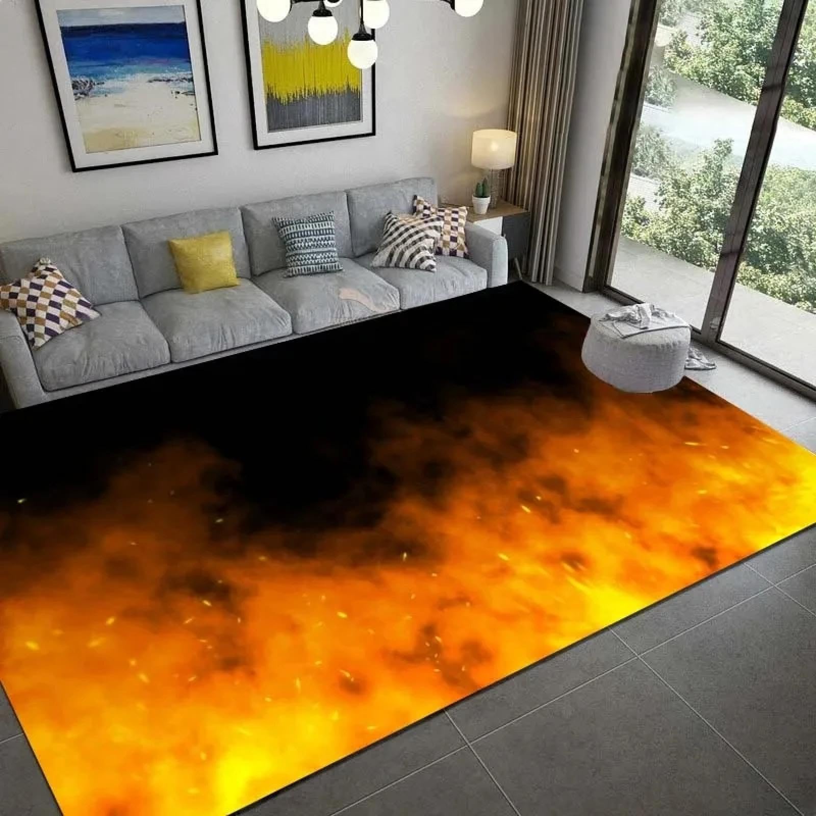 Tapis de cuisine imprimé flamme pour décorer une pièce de vie