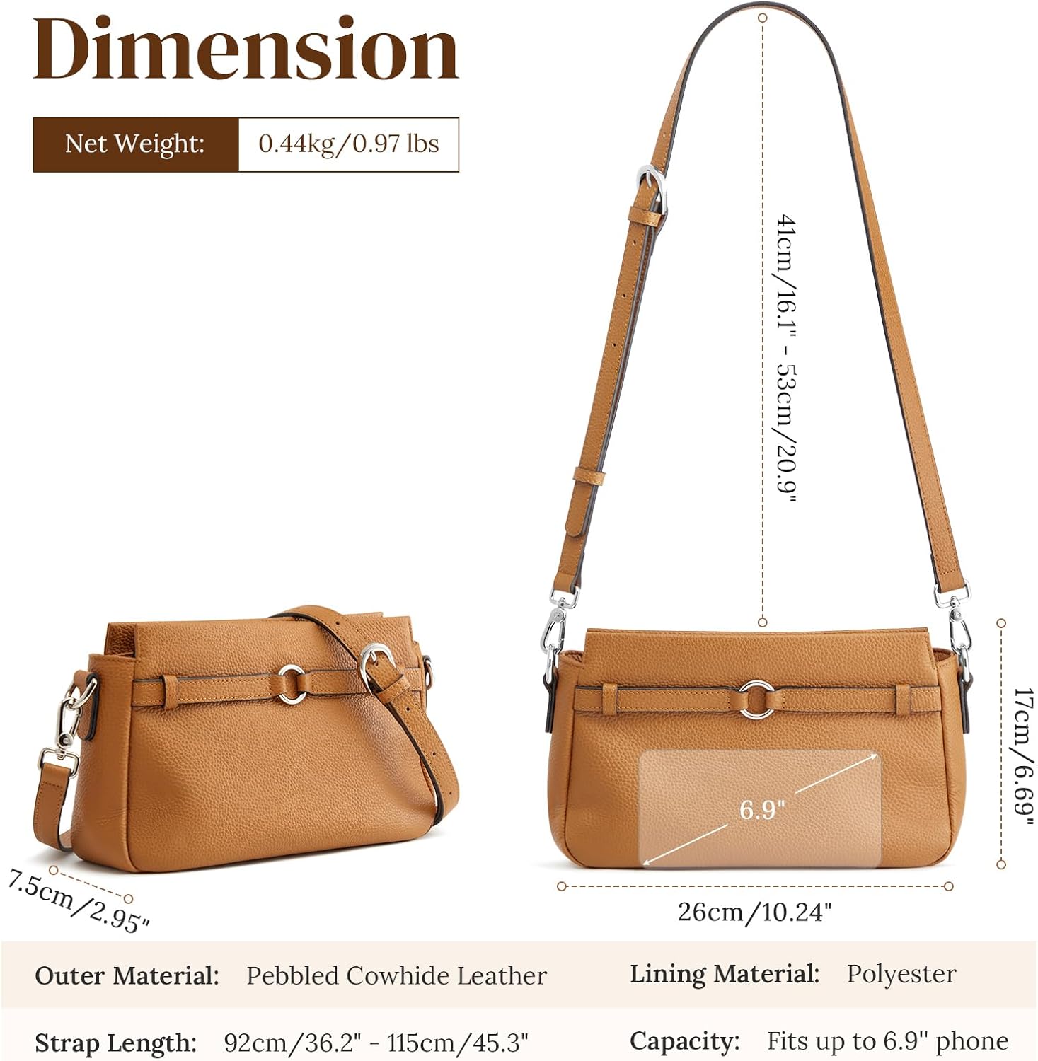 S-ZONE Leather Crossbody Bags for Women Cross Body Shoulder Purses Small Trendy - Image 6