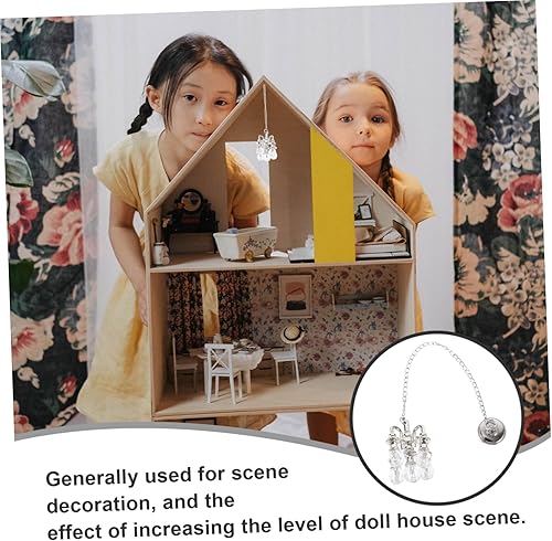 Miniatura 6 de Wakauto 2 Pieces Miniature Food Toy Scene Crystal Lamp Model for Dollhouse Miniature Ceiling Lamp Pendant Lights Baby Alloy Doll