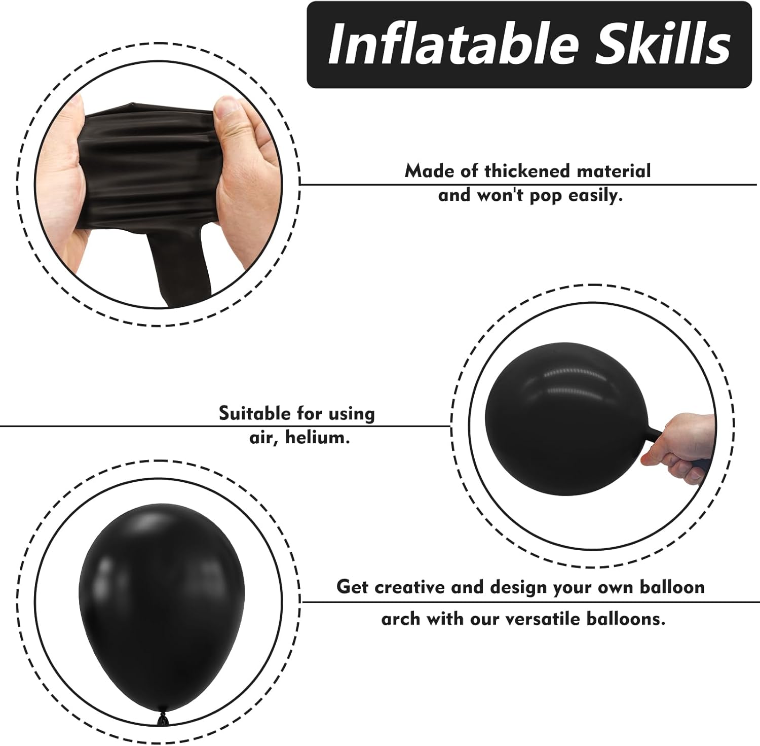 NISOCY Black Balloons, 102PCS 18In 12In 10In 5In Black Latex Balloon Arch Garland Kit For 2026 New Year Halloween Engagement Graduation Birthday Theme Party Decoration Anniversary Celebration