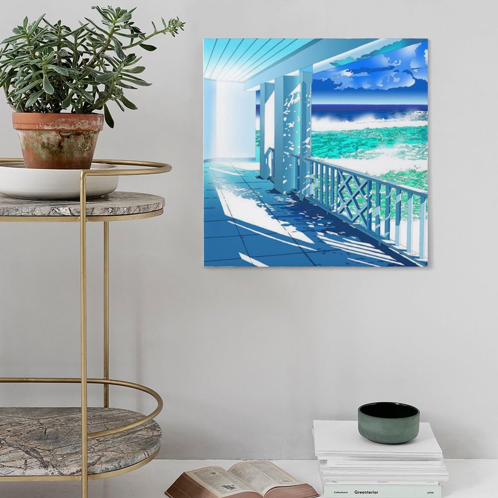 Amazon.co.jp: 鈴木英人《あの白い夏》ポスター 部屋飾り キャンバス