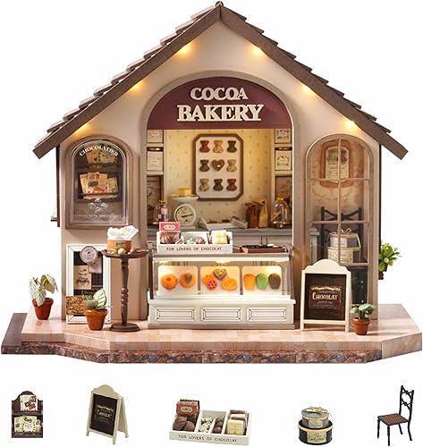 Miniatura 36 de Flever Kit de casa de muñecas en miniatura, habitación creativa con muebles para regalo romántico de obras de arte (hora del té de la tarde)