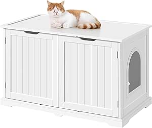 Casetta Per Lettiera Gatti Yaheetech - Legno, Bianco, 64x52x49cm - Foto 11