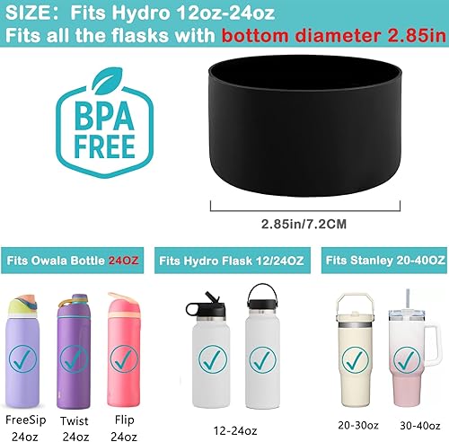 Miniatura 2 de HEYSKAY Bota protectora de silicona para botella de agua Hydro Flask, botella de agua de boca ancha, protector inferior de silicona antideslizante,