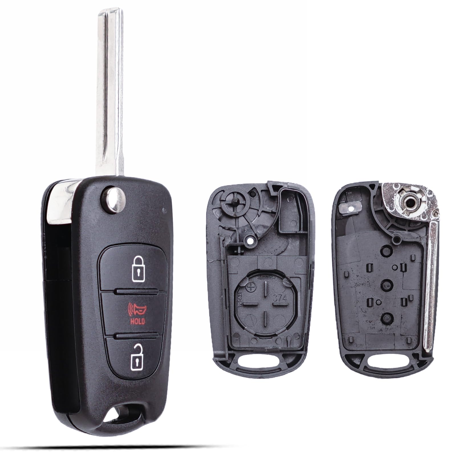 SUPALAND Key Fob Shell Case Replacement Fits for Kia Soul Sportage 2010-2013 / Kia Rio 2012-2014 Keyless Entry Remote Control 3 Button Flip Key Pad Cover NYOSEKSAM11ATX