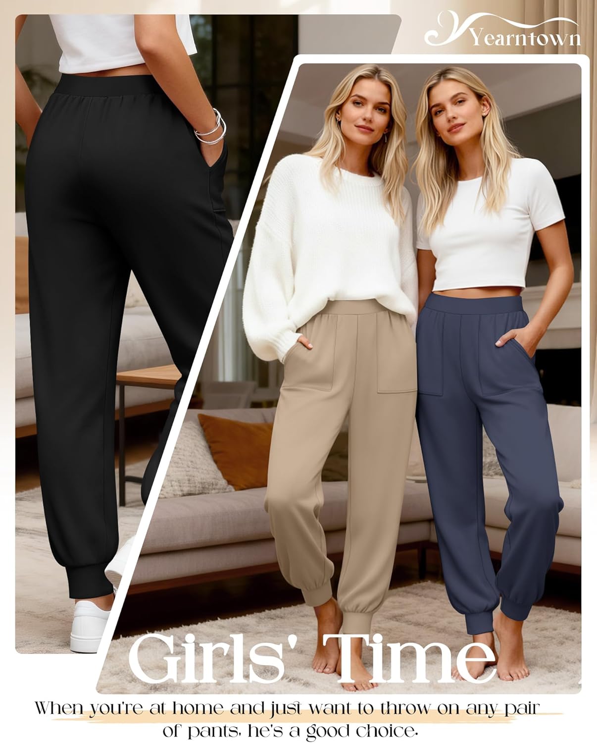 3 Pack Women's Lounge Pants Yoga High Waist Sweatpants Workout Lightweight Casual Joggers Comfy Pajama with Pockets