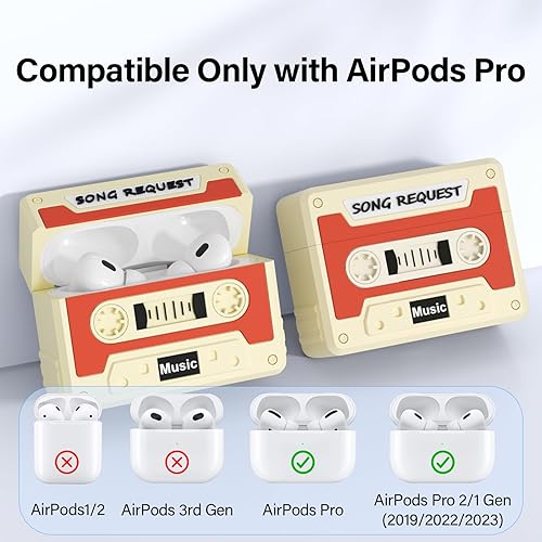 Miniatura 4 de CMGOE Funda de cinta de casete para AirPods Pro de 2 generación, mira hacia atrás pasado, disfruta del futuro, resistente a los golpes, lavable, a