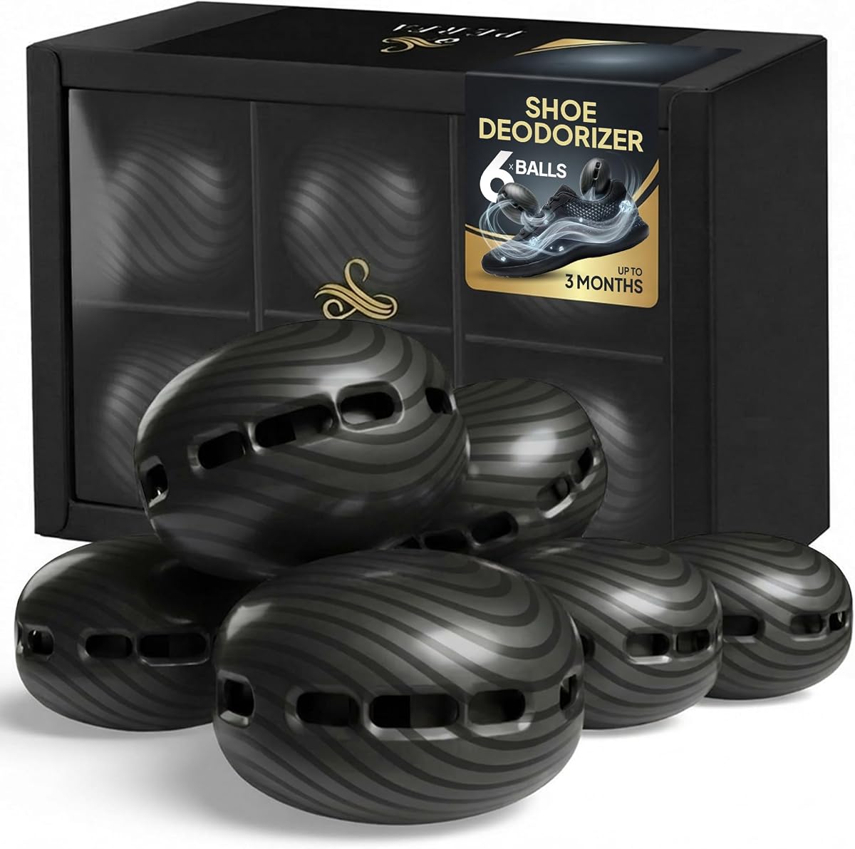 Premium Shoe Deodorizer (6 Pack) | Aventos Perfume-Inspired Shoe Deodorizer Balls | Replaces Bad Odours | Multi-use Odour Eliminator for Shoes, Closet, and Bags by Perfa
