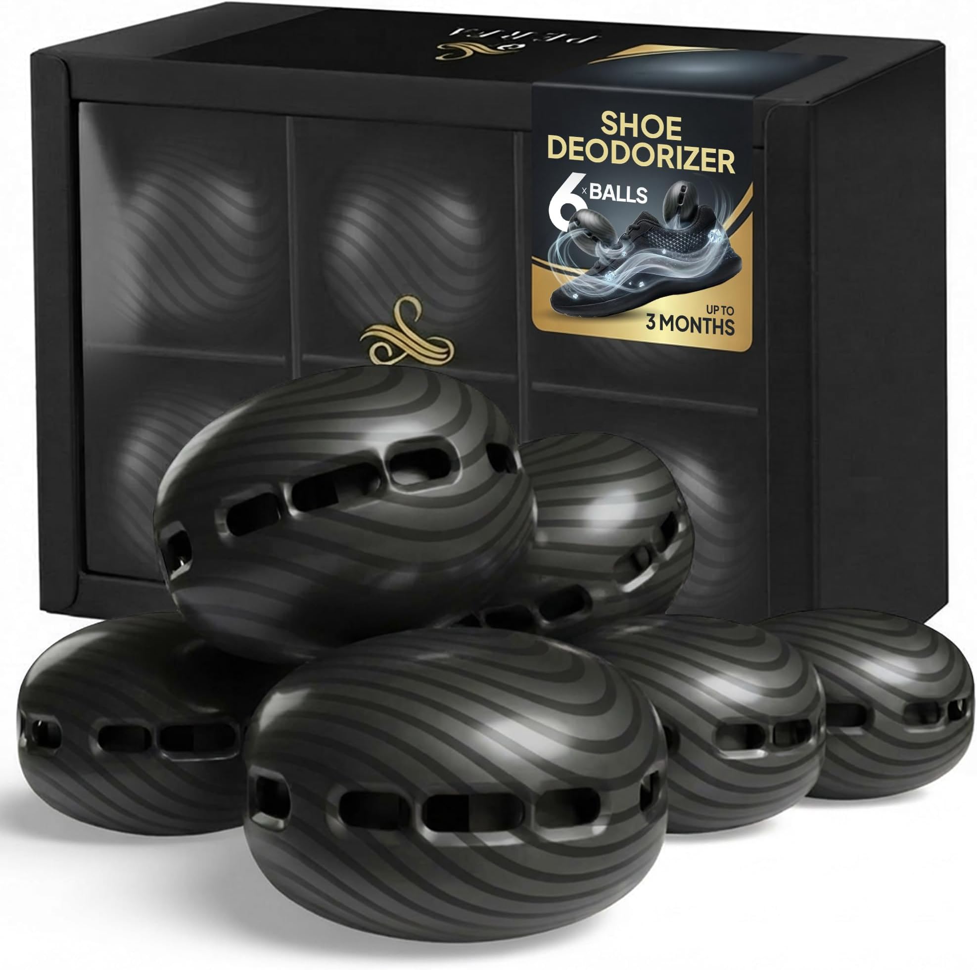 Premium Shoe Deodorizer (6 Pack) | Aventos Perfume-Inspired Shoe Deodorizer Balls | Replaces Bad Odours | Multi-use Odour Eliminator for Shoes, Closet, and Bags by Perfa
