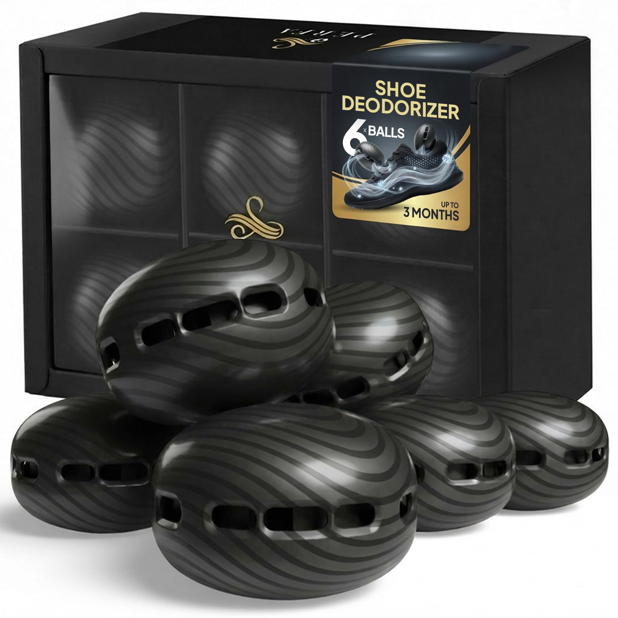 Premium Shoe Deodorizer (6 Pack) | Aventos Perfume-Inspired Shoe Deodorizer Balls | Replaces Bad Odours | Multi-use Odour Eliminator for Shoes, Closet, and Bags by Perfa