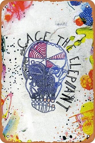 Utlerure Rock Band Cage The Elephant - Letreros de metal para decoración de pared, póster de pared de arte retro, cafeterías, bares, pubs, tiendas,