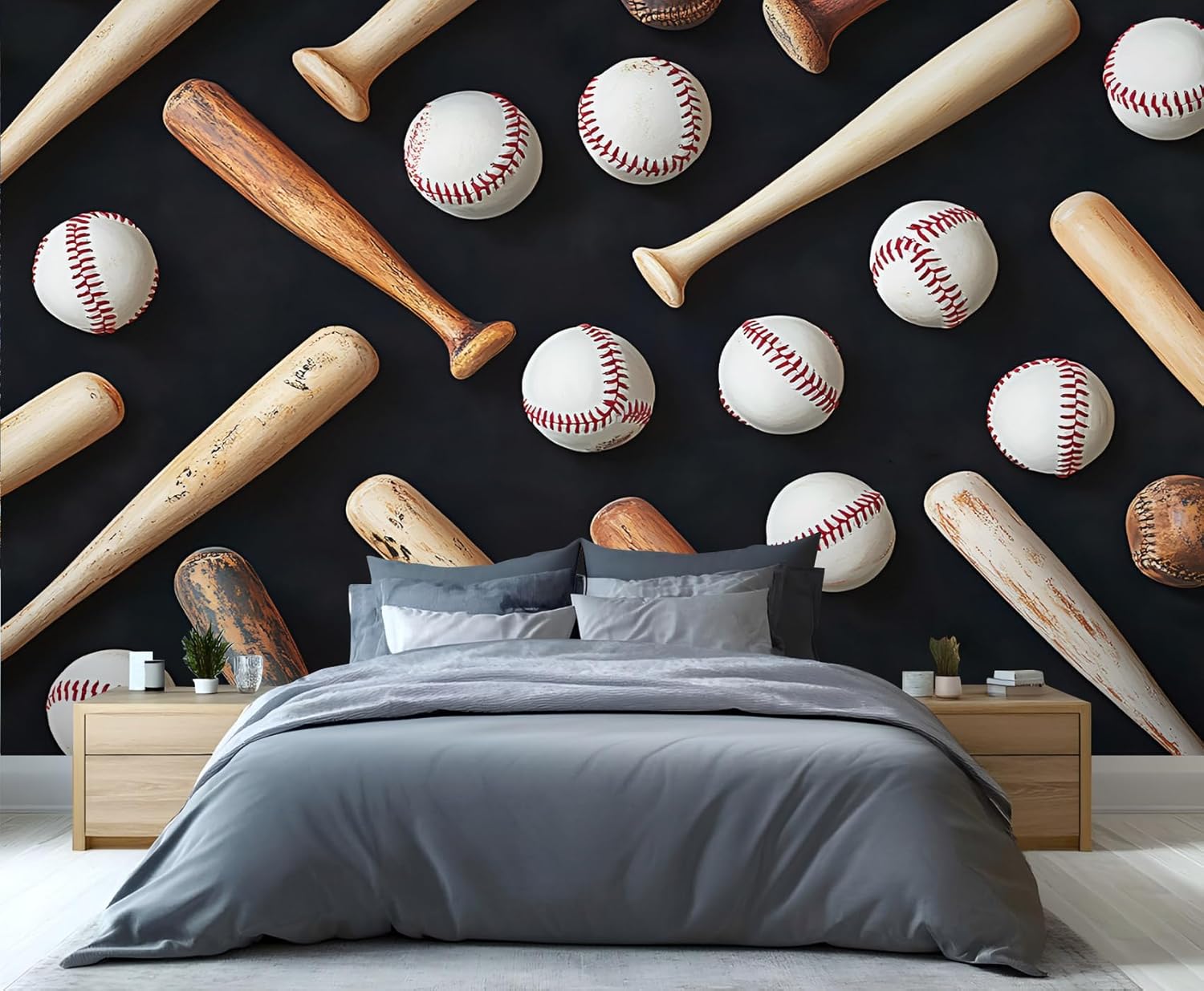 Baseball Wallpaper, Sports Wallpaper for Bedroom, American Mural & Home Decor, 3D Wall Murals for Living Room 78" x 55" (Not Peel and Stick)