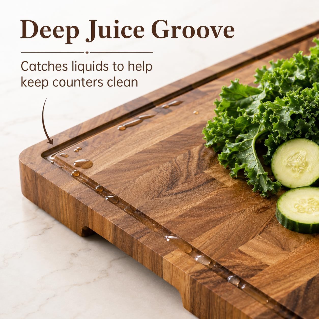 Walnut Cutting Board for Kitchen with Juice Groove, Handle & Non-Slip Feet