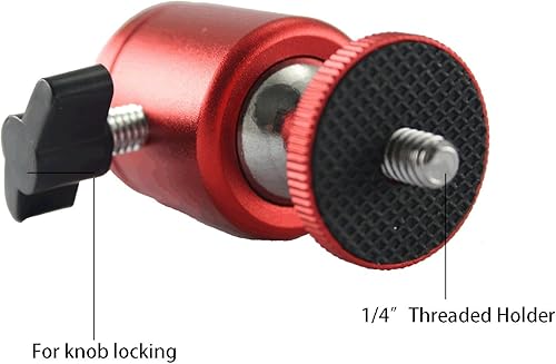 Miniatura 4 de EXMAX Mini cabeza de bola giratoria de trípode de 14 pulgadas, montaje en base de rosca de tornillo de 360 grados, cuerpo de aleación de aluminio,