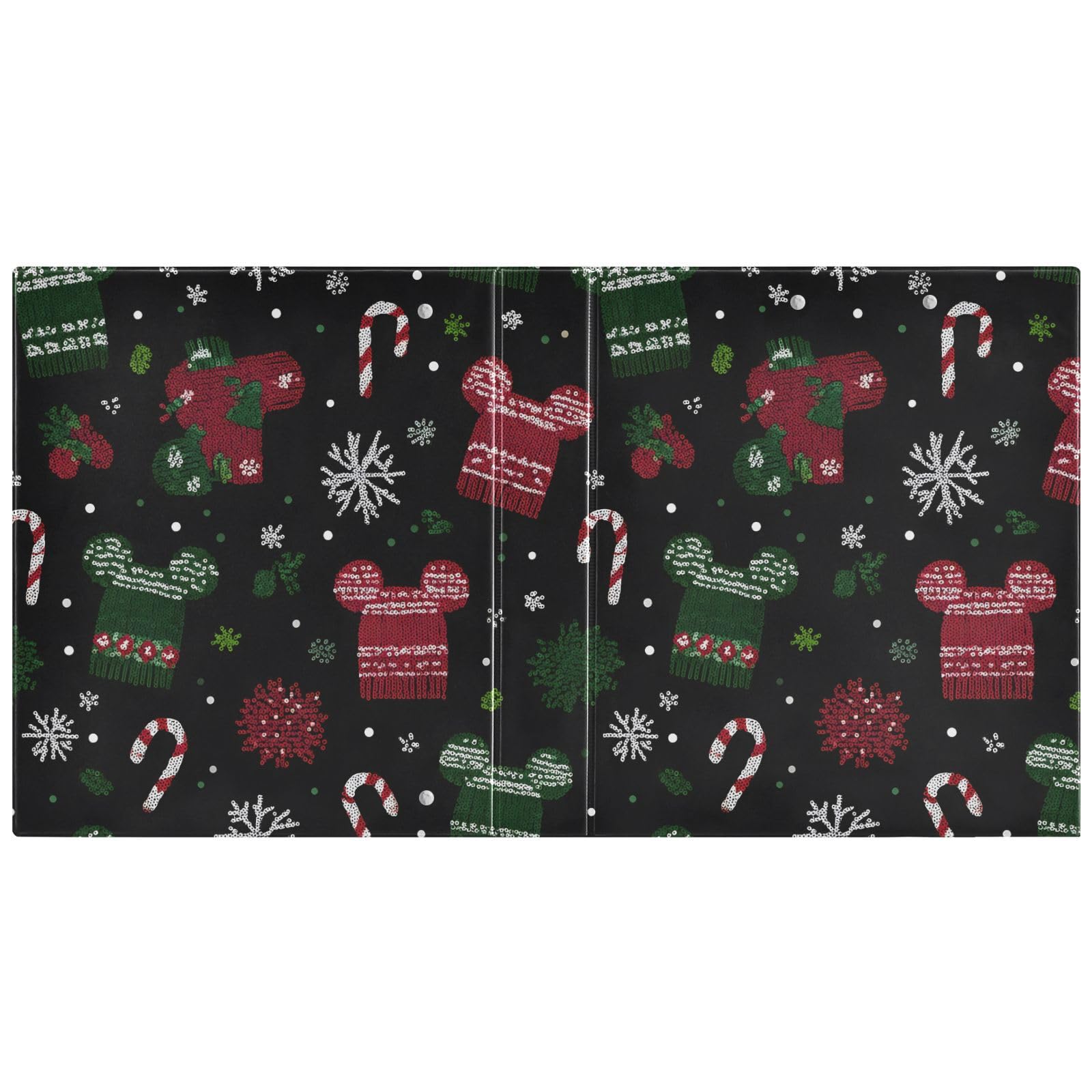 Classeur à 3 anneaux Mickey Mouse avec chapeau de flocon de neige de 3,8 cm, 3 anneaux avec porte-bloc pour papier de 21,6 x 27,9 cm, 3 poches intérieures transparentes en PVC pour fournitures de