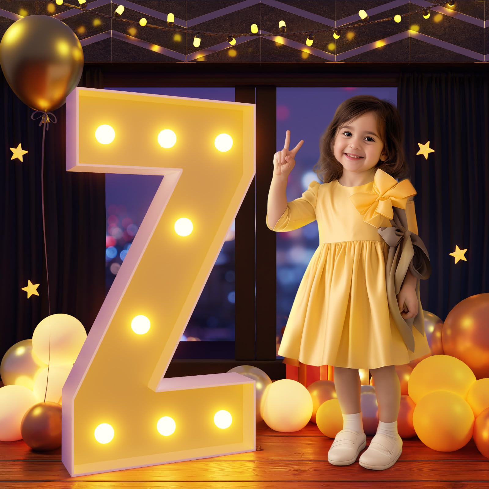 Marquee Letters 3 Feet Tall Large Light Up Letters Z Happy Birthday Decorations Marry Me Engagement Party Decor Yellow Light Birthday Decorations Balloon Arch Kit Foam Sign ZCarbonfree Certified