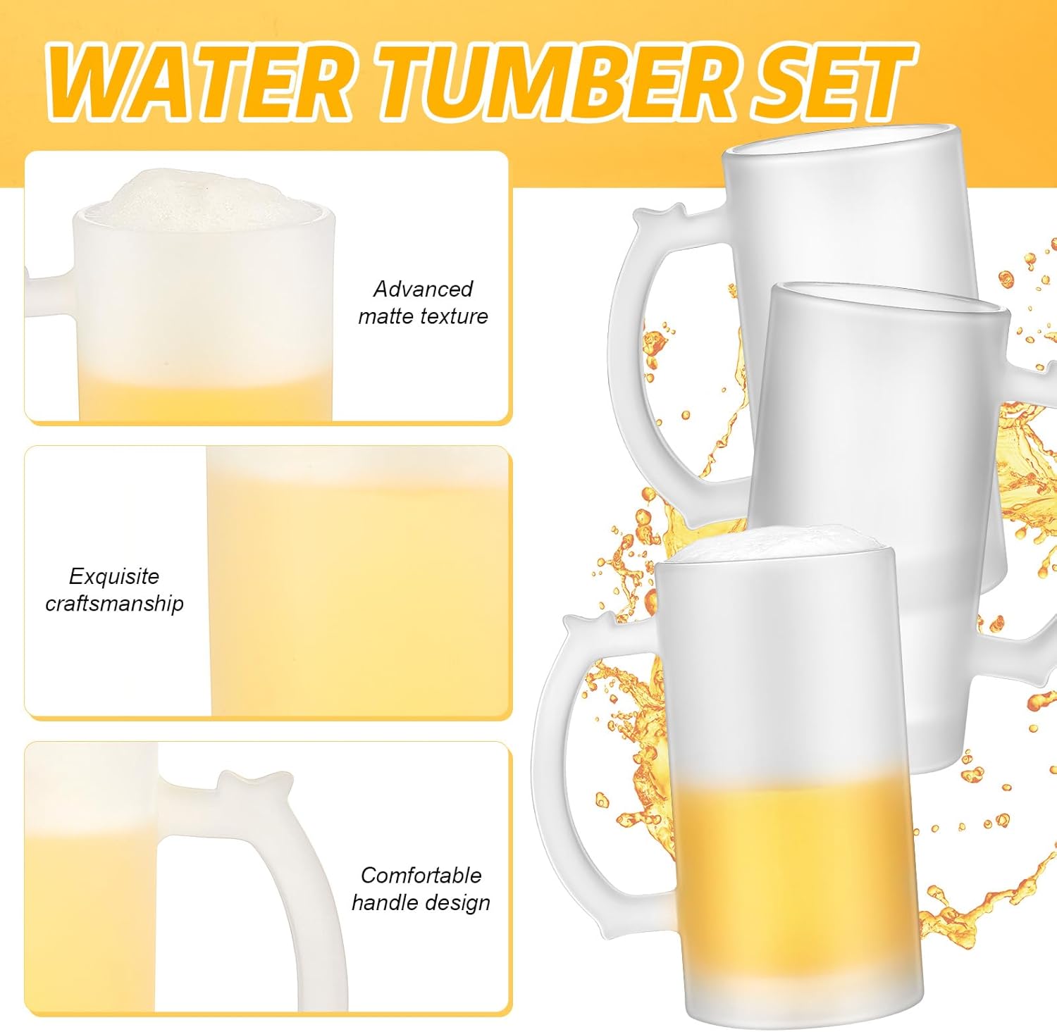 Mifoci 12 Pcs Sublimation Blank Beer Mugs Personalized Tazas Para Present 16 oz Frosted Beer Glass Cups Can Add Photo Text or Images on Gift for Husband Dad Men Valentine's Day Wedding Oktoberfest