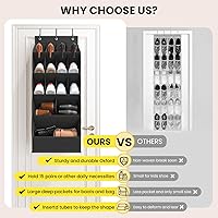 Vista 7 de Over the Door Shoe Rack with Large Deep Pockets, Door Shoes Organizer for Closet, Hanging Boots Shoe Rack, Behind the Door Narrow Shoe Holder