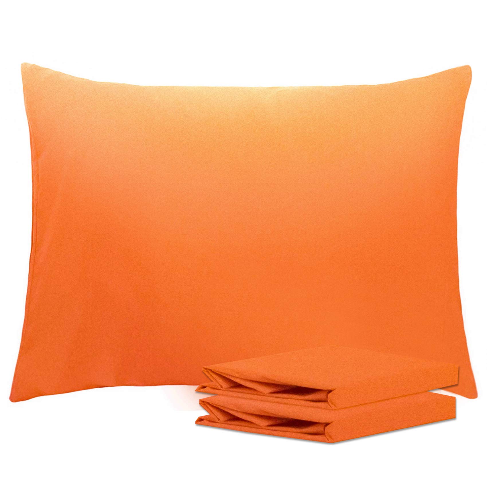 NTBAY Standard Pillowcase Set - 2 Pack Brushed Microfiber 20x26 Pillowcases - Soft, Wrinkle-Free, Fade-Resistant, Stain-Resistant, Orange Pillowcases with Envelope Closure - 20x26 Inches, Orange