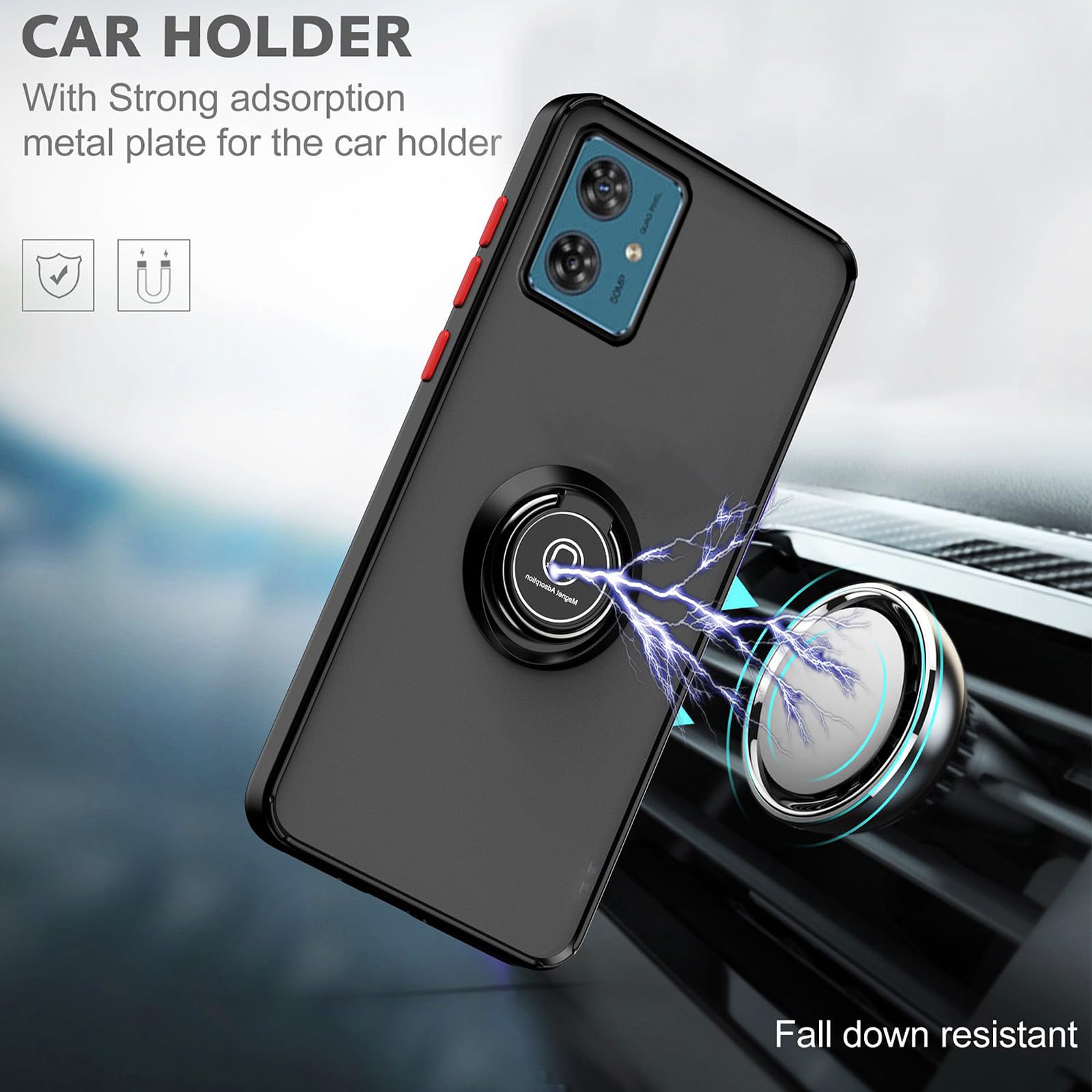 Custodia Motorola Moto G54 5G WBWONE Con Anello Girevole E Supporto Magnetico - Blu Reale Traslucido Anti-impronta