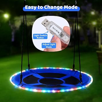 Trekassy 40 Saucer Tree Swing with LED Lights, 700LBS Heavy Duty