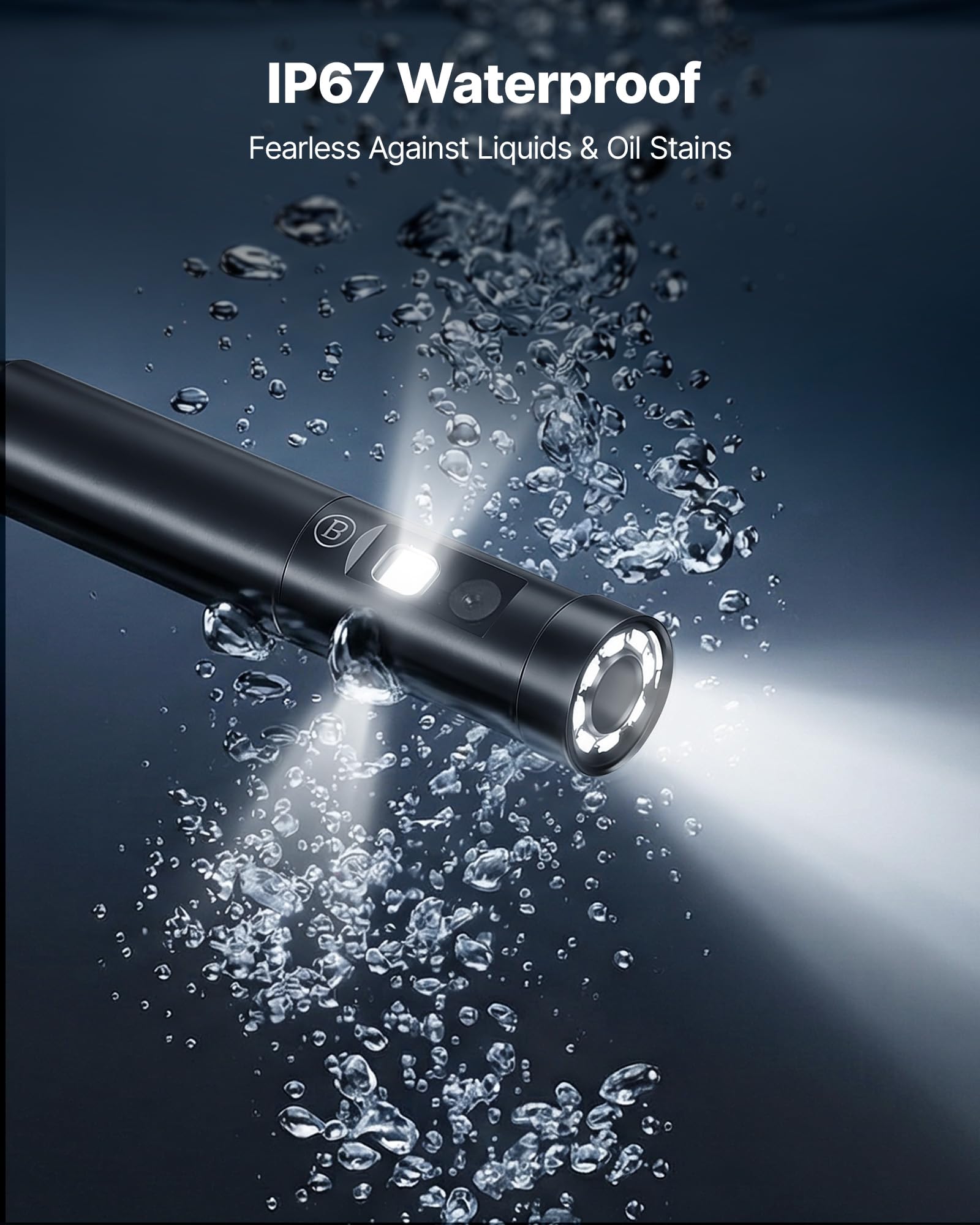 VEVOR Triple Lens Endoskopkamera mit Licht, Inspektionskamera mit 5 Zoll Bildschirm 10 m Kabel & 5000mAh Akku, 8 mm Rohrkamera mit 8X Zoom & IP67, Boroskopkamera mit Handgriff für Auto Rohre Abfluss