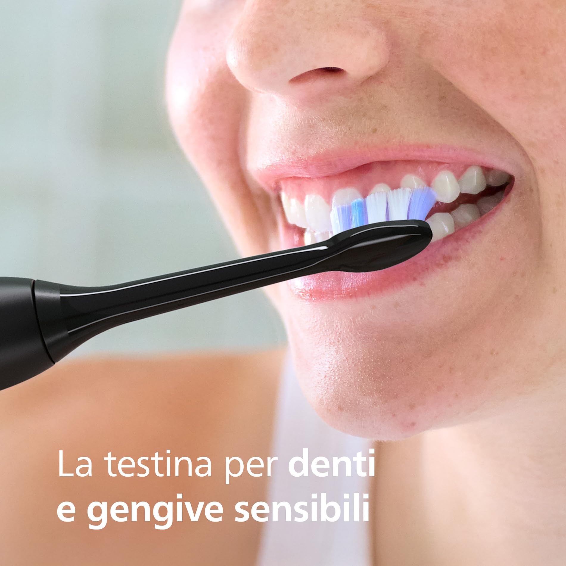 Philips Sonicare S2 Sensitive, Testine di ricambio originali, nero, confezione da 6, HX6056/88