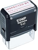 StampExpression - Inspected by Date and Initials Office Self Inking Rubber Stamp - Red Ink (A-5920)