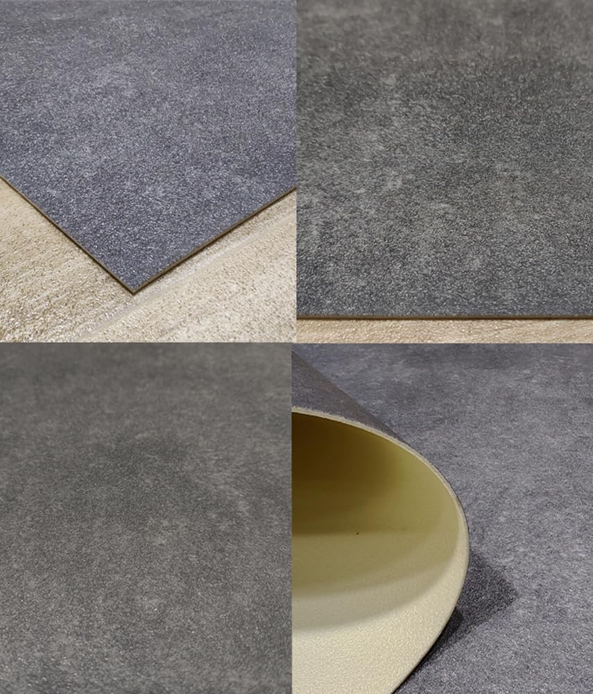 Tapis en PVC uni Gris Effet Ciment - Tapis Long pour Couloir, Chemin, Cuisine et Nettoyage Facile - 65 x 300 cm/Gris