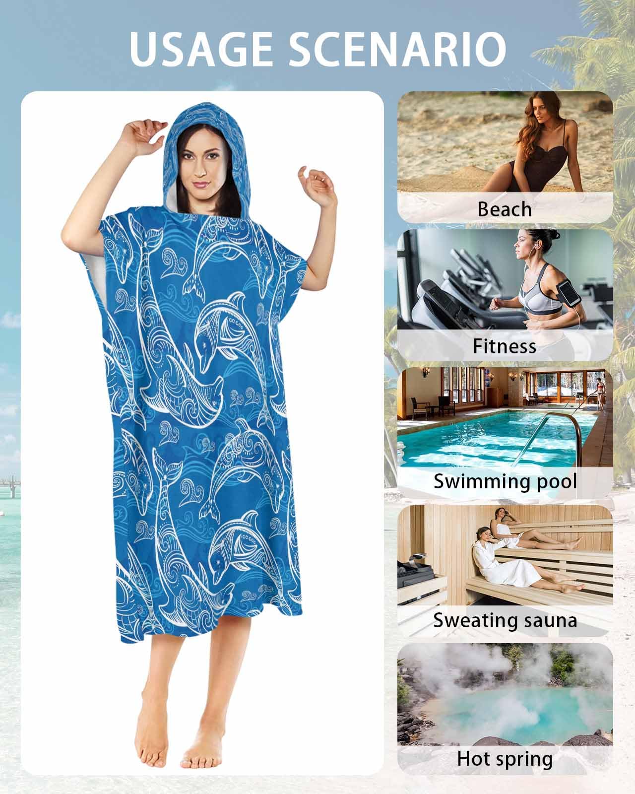 Highdi Hooded Changing Robe Poncho - Quick-Dry Beach Towel With Skull Pattern For Surfing, Swimming, Water Sports