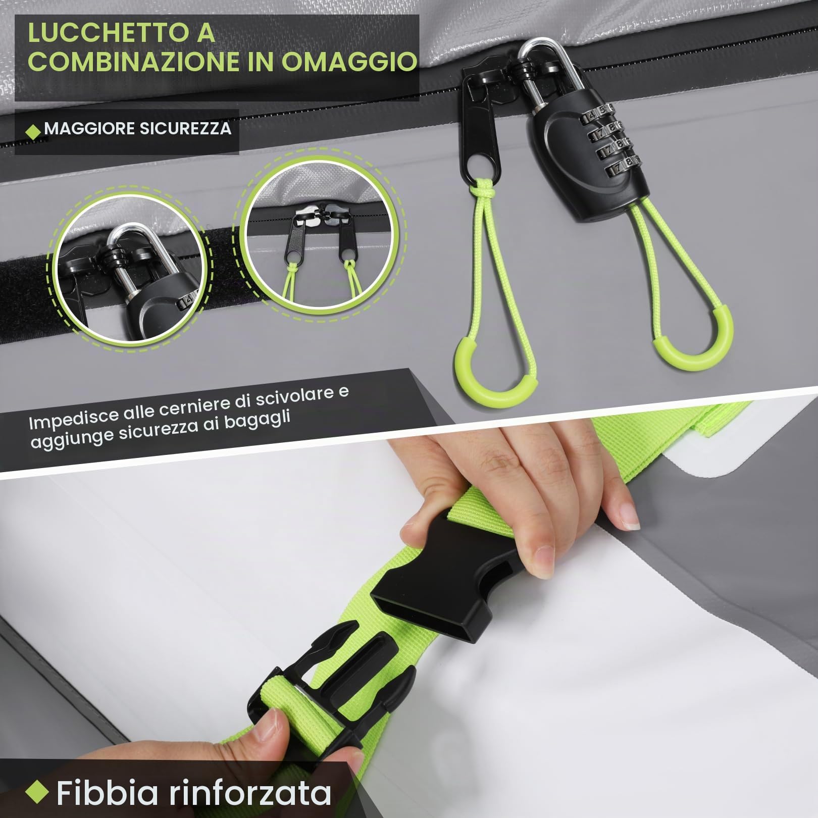 Sailnovo Box da Tetto per Auto Pieghevole 20 piedi cubi Portapacchi Impermeabile Adatto Per Auto Senza Portapacchi con tappetino antiscivolo (Grigio-Verde)